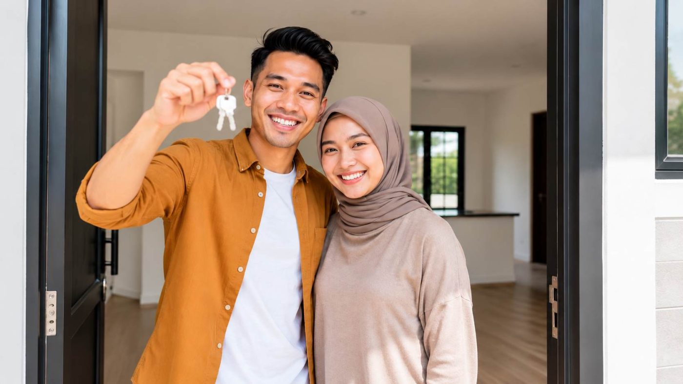 new homeowner holding house keys to an empty Malaysian home
