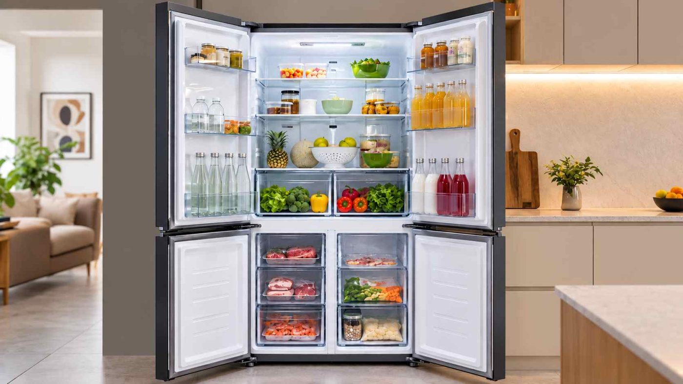 friedge open with multi compartment